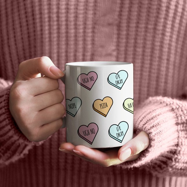 Sarcastic Valentine's Candy Heart Pattern Kaffeetasse (Sarcastic Valentine’s Candy Heart Pattern Mug)