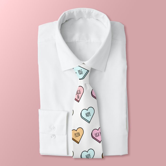 Sarcastic Valentine's Candy Heart Pattern Krawatte (Sarcastic Valentine’s Candy Heart Pattern Neck Tie)