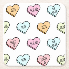 Sarcastic Valentine's Candy Heart Pattern Rechteckiger Pappuntersetzer