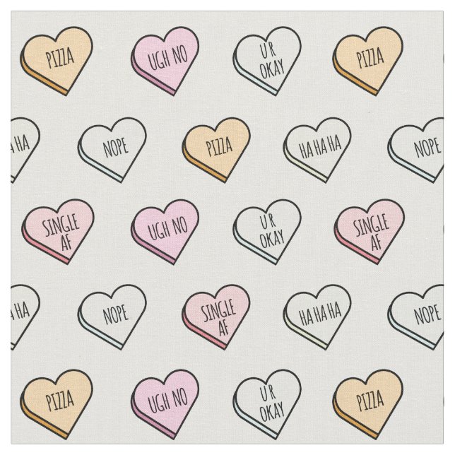 Sarcastic Valentine's Candy Heart Pattern Stoff (Nahaufnahme)