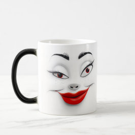 Sarcastic Women Face with Red Lips Verwandlungstasse