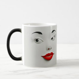 Sarcastic Women Face with Red Lips Verwandlungstasse