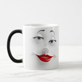 Sarcastic Women Face with Red Lips Verwandlungstasse