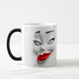Sarcastic Women Face with Red Lips Verwandlungstasse