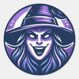SarcasticWitchFace Runder Aufkleber