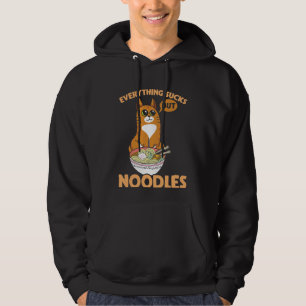 Sarcastische Katze und Japanischer Noodle Ramen Lo Hoodie