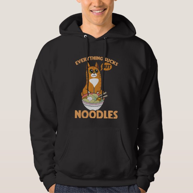 Sarcastische Katze und Japanischer Noodle Ramen Lo Hoodie (Vorderseite)
