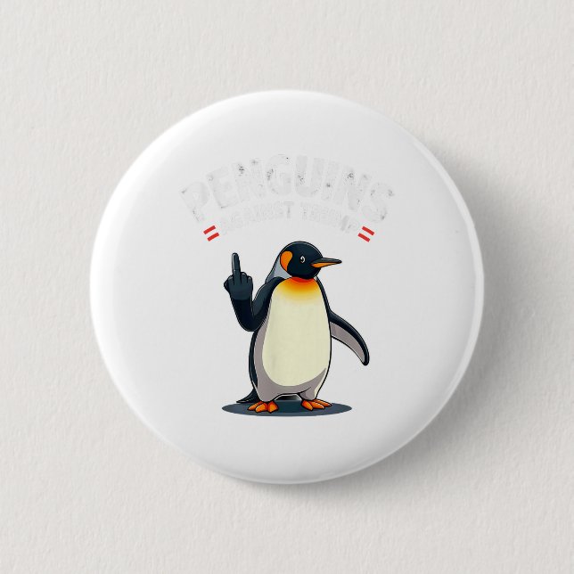 Sarcastische Pinguine gegen Trump Button (Vorderseite)
