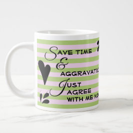 Sarcastische Spaß Typografie über Streifen Jumbo-Tasse