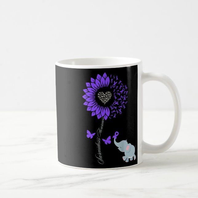 Sarcoidose Awareness Sunflower Elephant Butterfly Kaffeetasse (Rechts)