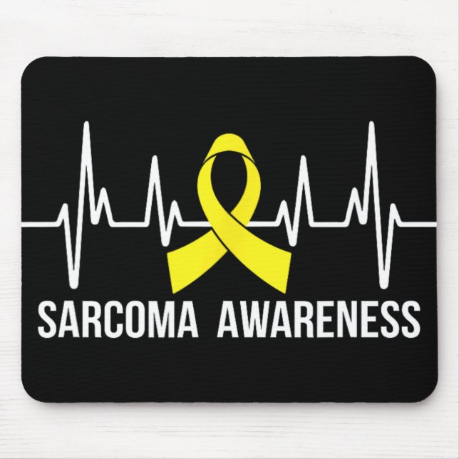 Sarcoma Awareness - Yellow Ribbon Heartbeat Mousepad (Vorne)