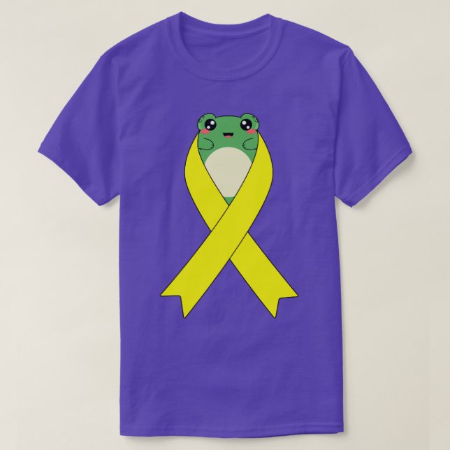 Sarcoma Cancer Awareness Kawaii Frog Yellow Ribbon T-Shirt (Design vorne)