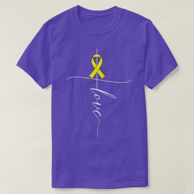 Sarcoma Cancer Awareness Liebe Yellow Ribbon Gift T-Shirt (Design vorne)