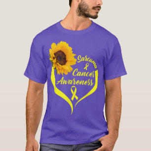 Sarcoma Cancer Awareness Wear Gelbe Ribbon Sunflo T-Shirt