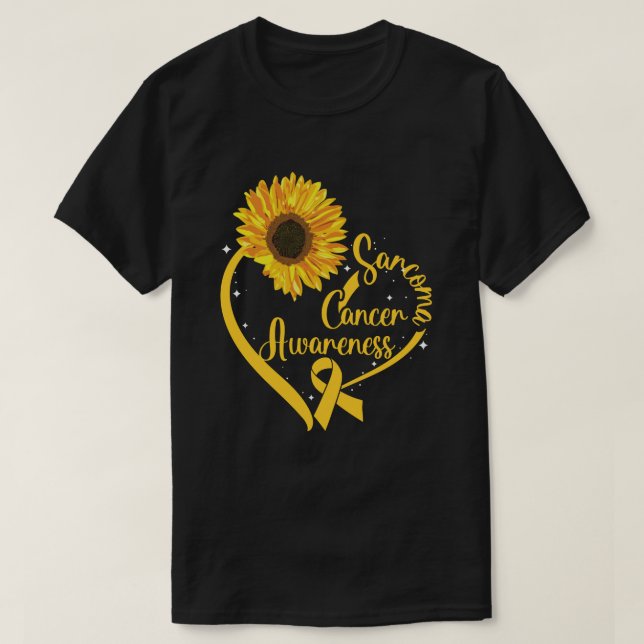 Sarcoma Cancer Awareness Wear Gelbe Ribbon Sunflo T-Shirt (Design vorne)