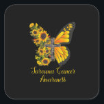 Sarcoma Cancer Awareness Yellow Butterfly Quadratischer Aufkleber<br><div class="desc">Sarcoma Cancer Awareness Yellow Butterfly</div>