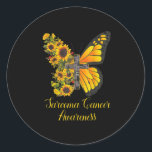 Sarcoma Cancer Awareness Yellow Butterfly Runder Aufkleber<br><div class="desc">Sarcoma Cancer Awareness Yellow Butterfly</div>