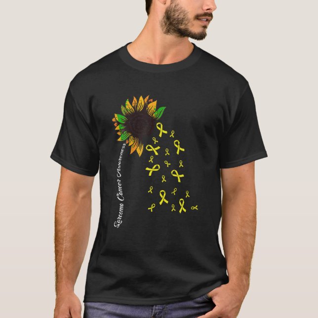 Sarcoma Cancer Awareness Yellow Ribbon Sunflower W T-Shirt (Vorderseite)