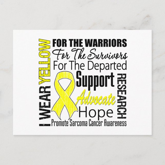 Sarcoma Cancer I trage Yellow Ribbon TRIBUTE Postkarte (Vorderseite)