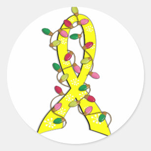 Sarcoma Christmas Lights Ribbon Runder Aufkleber