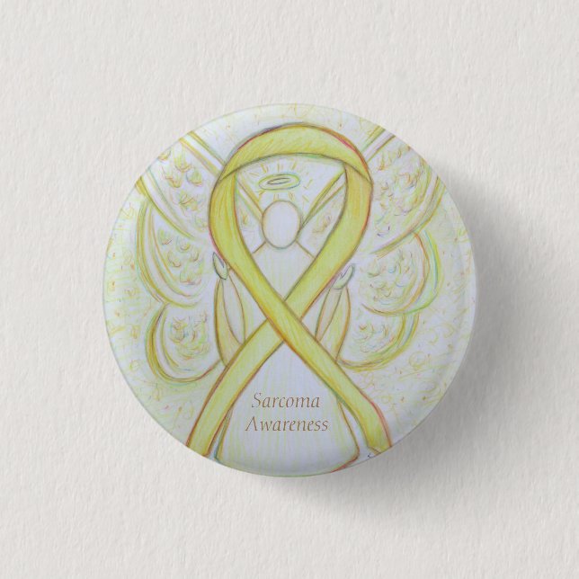 Sarcoma Yellow Awareness Ribbon Angel Button (Vorderseite)