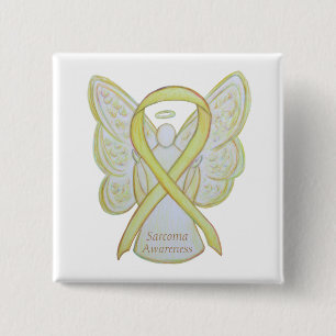 Sarcoma Yellow Awareness Ribbon Angel Button