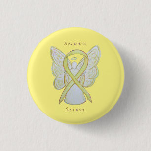 Sarcoma Yellow Awareness Ribbon Angel Custom Butto Button