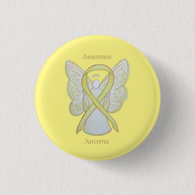 Sarcoma Yellow Awareness Ribbon Angel Custom Butto Button (Vorderseite)