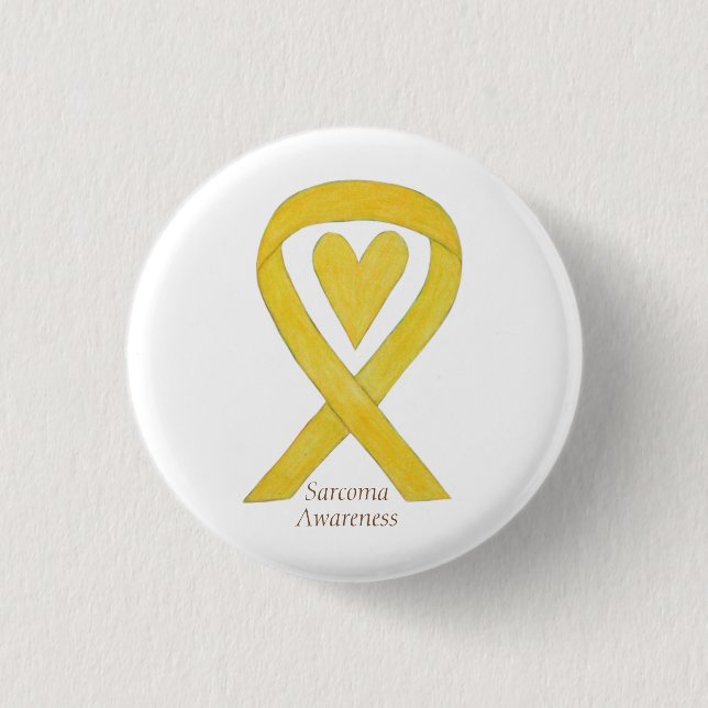 Sarcoma Yellow Heart Awareness Ribbon Custom Butto Button (Vorderseite)
