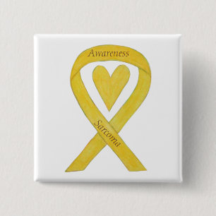 Sarcoma Yellow Heart Awareness Ribbon Custom Butto Button