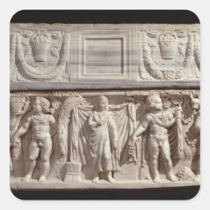 Sarcophagus, der die Verstorbenen darstellt Quadratischer Aufkleber