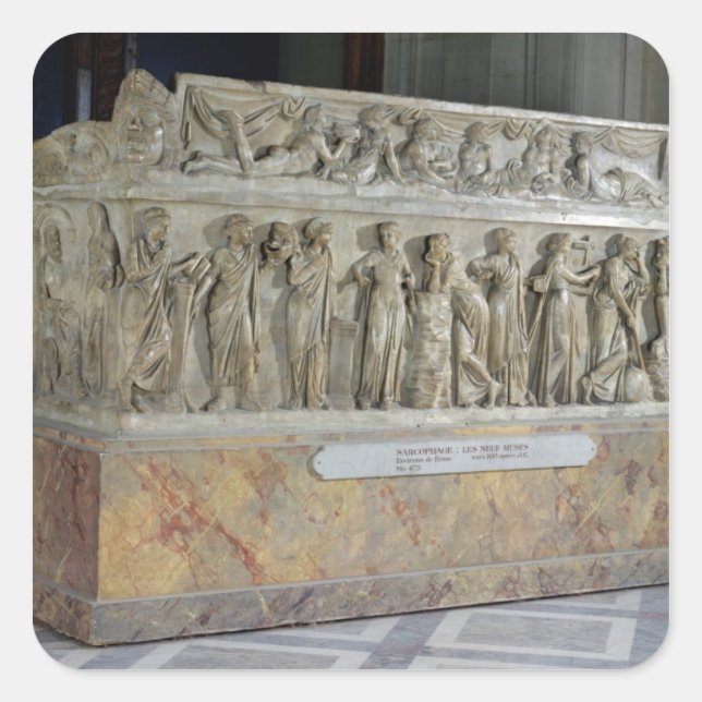 Sarcophagus mit Fries der Neunen Musen Quadratischer Aufkleber (Vorderseite)