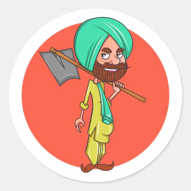 Sardar Ji Runder Aufkleber (Vorderseite)