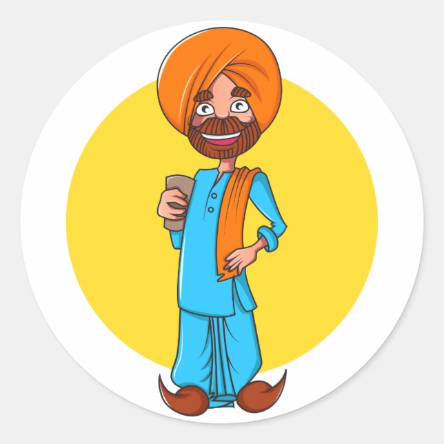 Sardar Ji Runder Aufkleber (Vorderseite)
