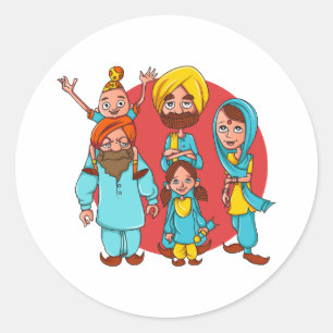 Sardar Ji und Familie! Runder Aufkleber