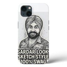 Sardar Sketch Swag iPhone 13 Hülle – Schwarz & Wei