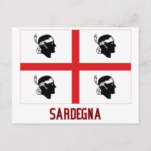 Sardegna-Flagge mit Namen Postkarte