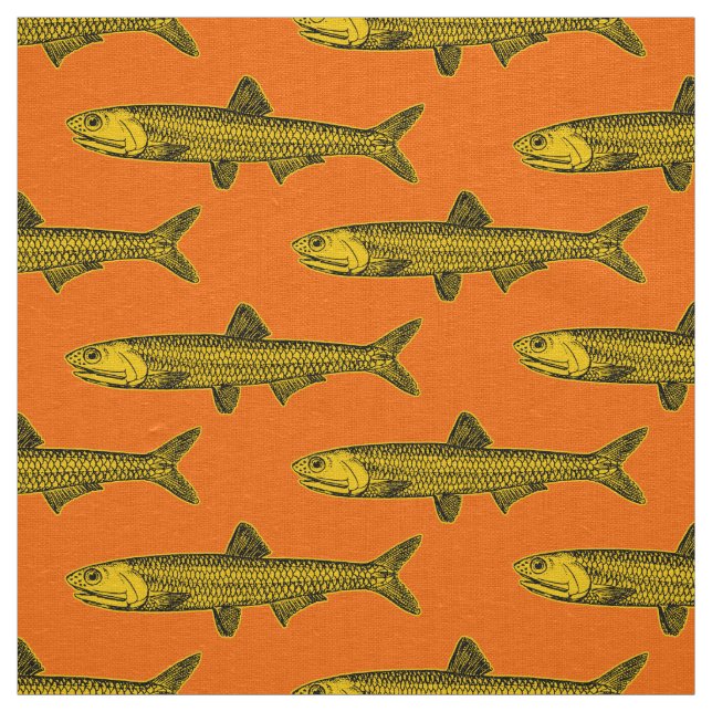 Sardellenmuster - Bernstein, Schwarz und Orange Stoff (Muster)