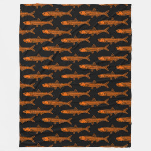 Sardellenmuster - Orange und Schwarz Fleecedecke