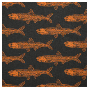 Sardellenmuster - Orange und Schwarz Stoff