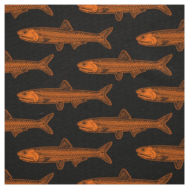 Sardellenmuster - Orange und Schwarz Stoff (Muster)