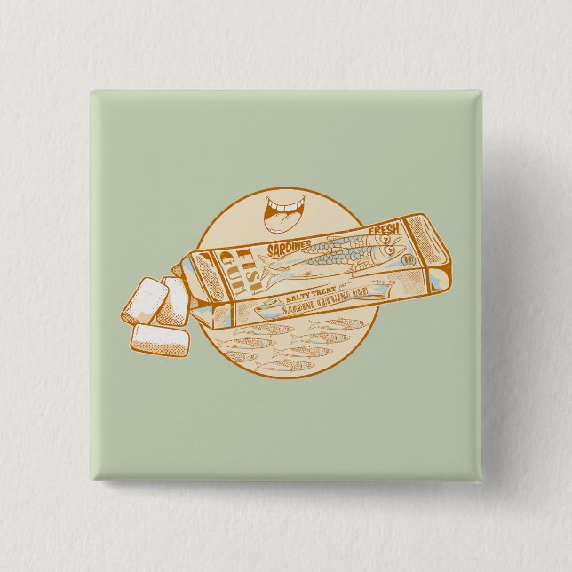 Sardine-aromatisierter Kaugummi Button (Vorderseite)
