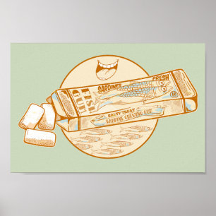 Sardine-aromatisierter Kaugummi Poster