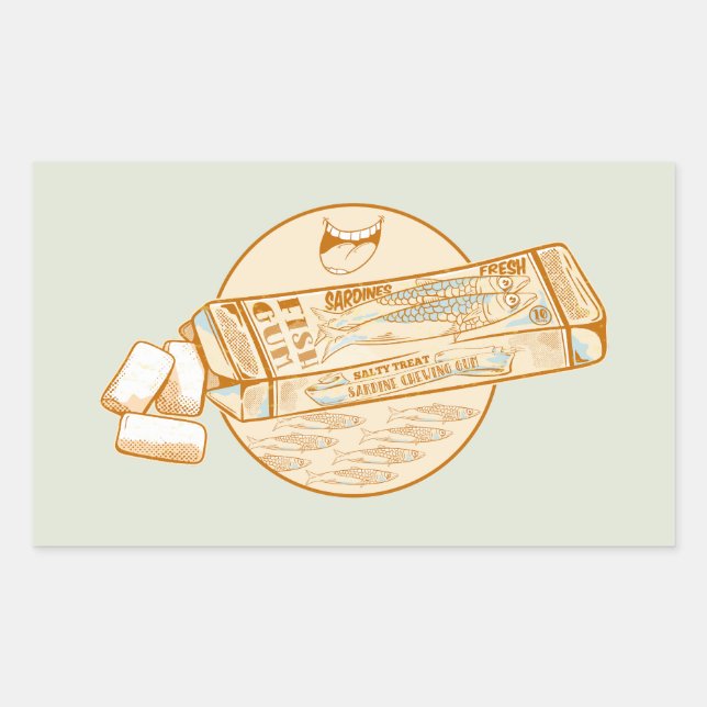 Sardine-aromatisierter Kaugummi Rechteckiger Aufkleber (Vorderseite)