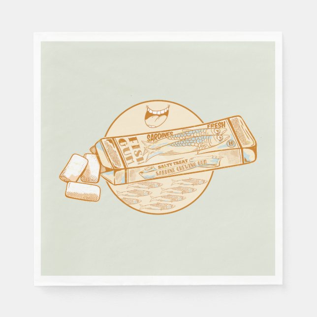 Sardine-aromatisierter Kaugummi Serviette (Vorderseite)
