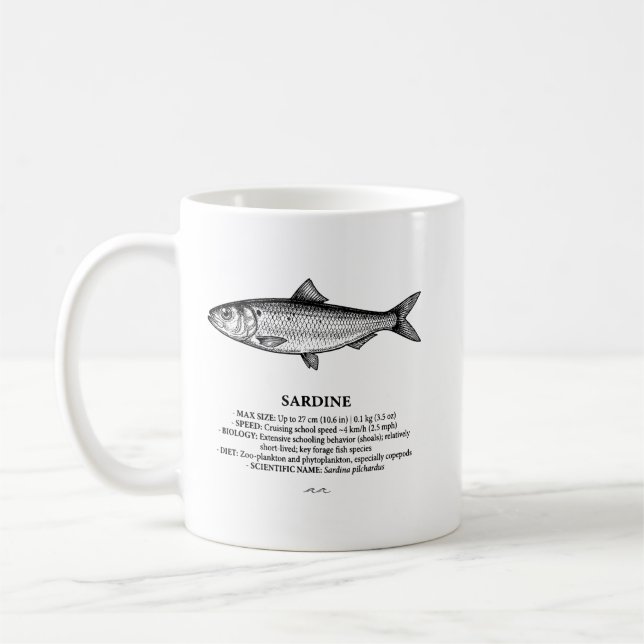 Sardine Schwarmfisch Vintage  Kaffeetasse (Links)