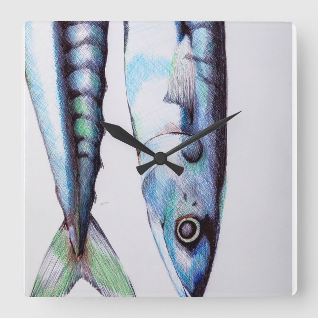 Sardine-Uhr Quadratische Wanduhr (Vorderseite)