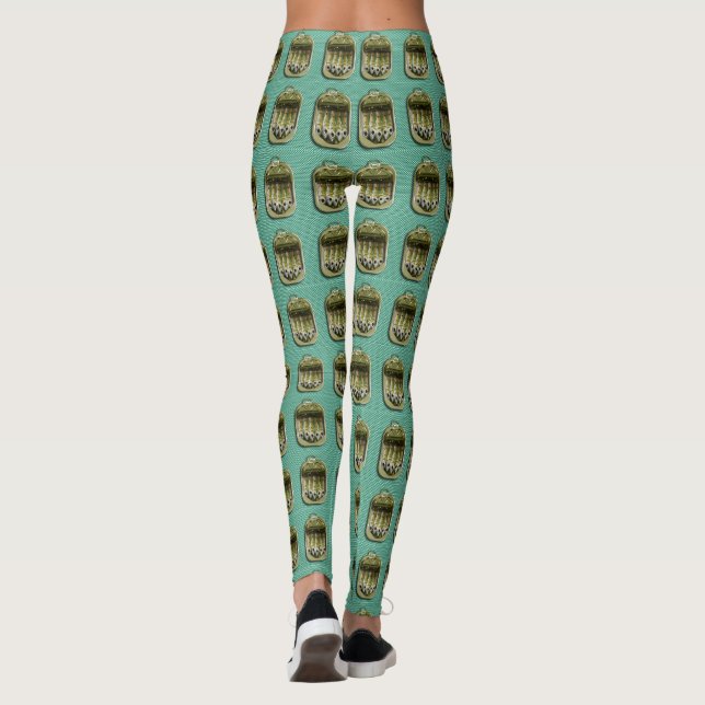 Sardinen auf Grün Leggings (Rückseite)