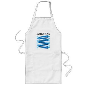 Sardinen blau-weiße Fischschürze Lange Schürze