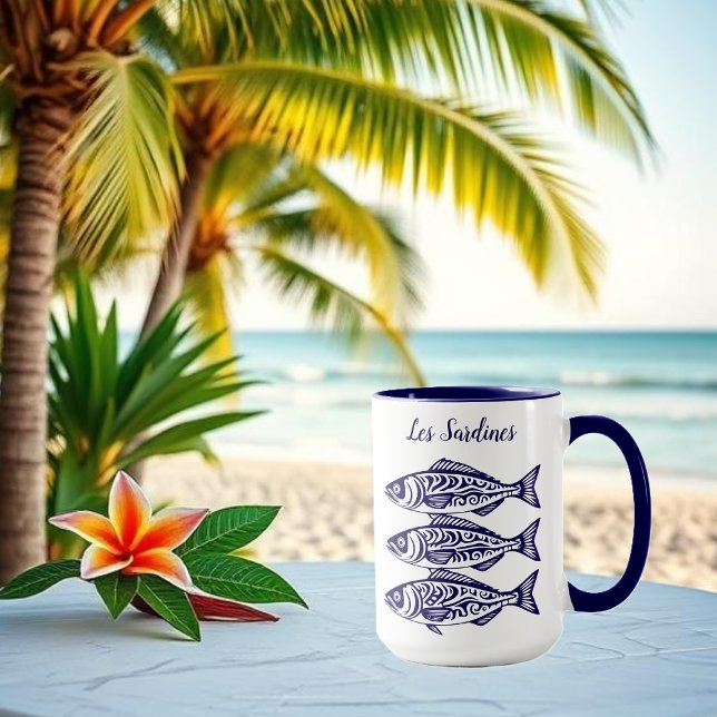 Sardinen-Blue-Hawaiian Tasse (Les Sardines Hawaiian Fisherman Trend Beach Summer mugDark Blue)